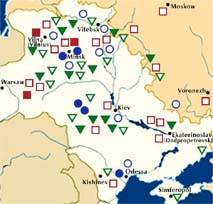 Map of ORT's activities in Russia
by 1917