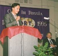 Marc de Gunzburg,
a direct descendant of baron Horace de Gunzburg,
speaks at the Inauguration of ORT-Gunzburg Resource Centre, 1995